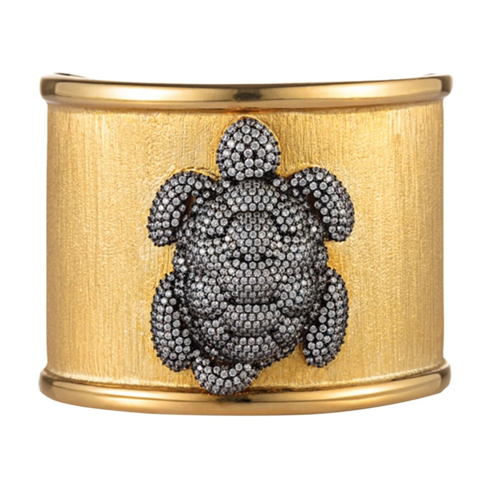 Begum Khan Gold plated brass and Quartz Cuff Bracelet